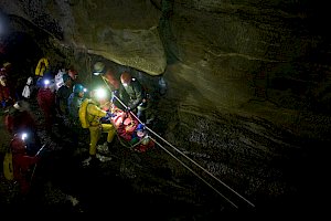 Group of people in a cave