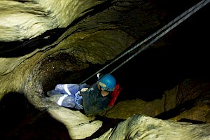 Abseiling into Midnight Hole
